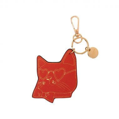 Porte-clés tête de chat rouge Hicare