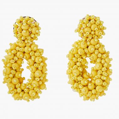 Boucles d'oreilles avec perles de rocaille jaunes