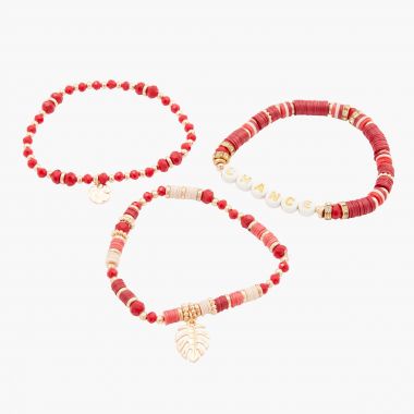 Set de 3 bracelets élastiques rouges